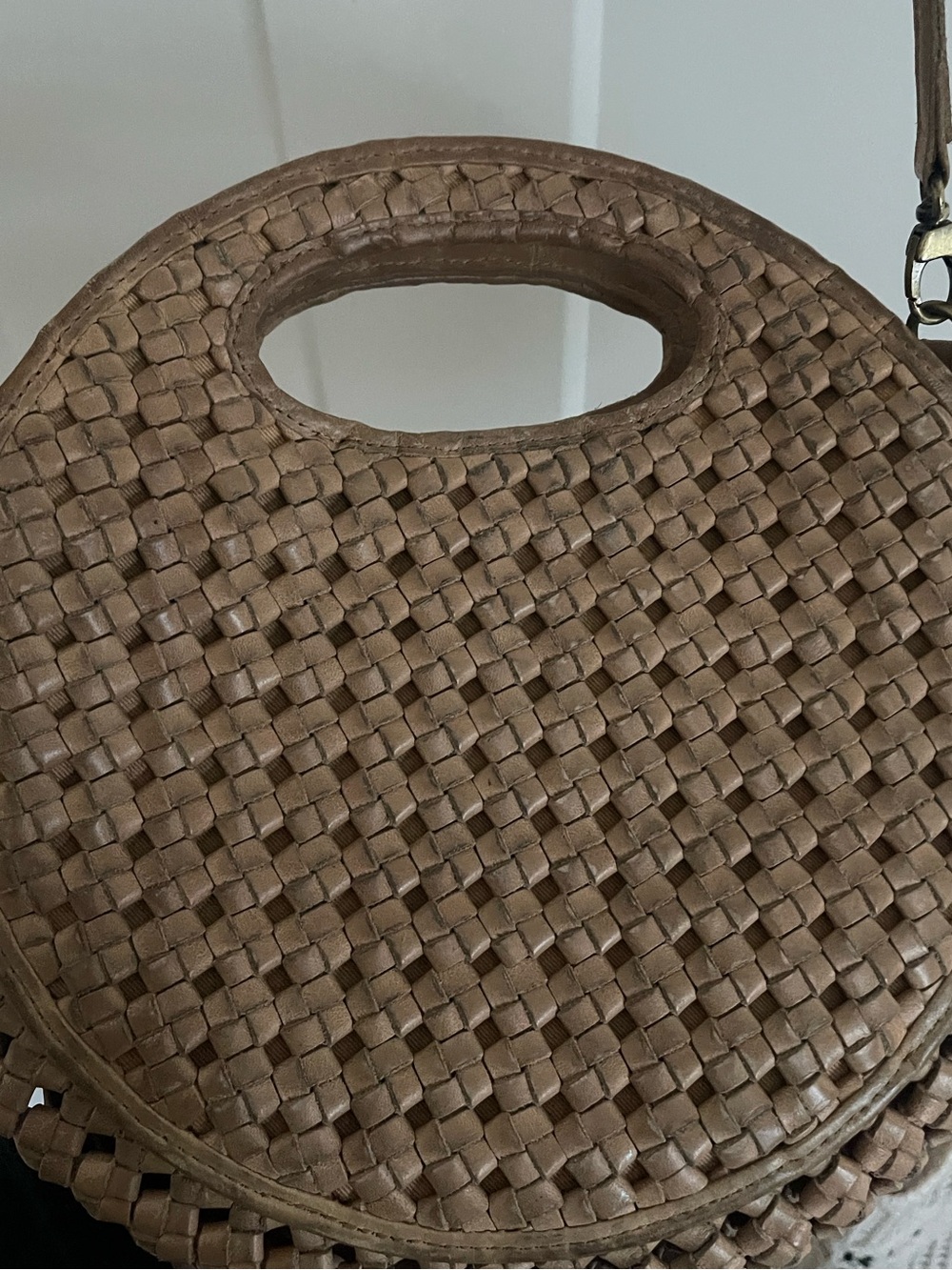 Bembien Woven Round Crossbody Bag - Tan - Picture 3 of 4